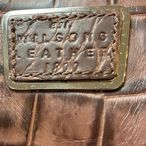 Wilson's Leather Faux Reptile Handbag Tote Large Brown - Picture 3 of 9